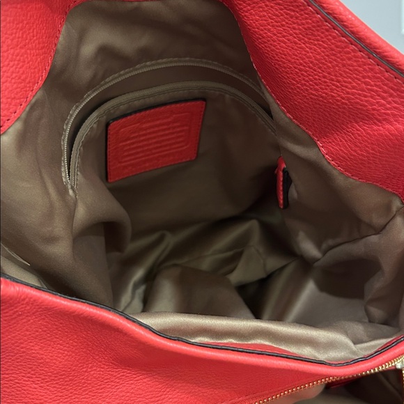 Coach Madison Phoebe Shoulder Bag in Coral Red Pebbled Leather - Picture 9 of 15